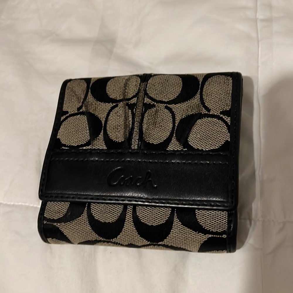 coach | signature black canvas square wallet